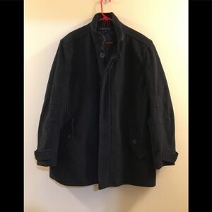 53. Andrew Marc Wool-Leather Blend Charcoal Pea Coat XL